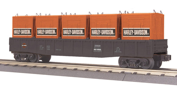 MTH Railking 30-7275 Harley-Davidson Gondola Car w/LCL Containers (5) - Harley-Davidson limited. O SCALE NEW