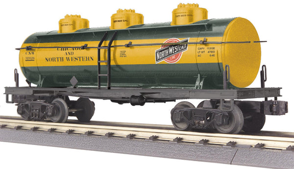 MTH Railking 30-73191 Chicago & North Western C&NW 3-Dome Tank Car O SCALE Like New Damaged Box