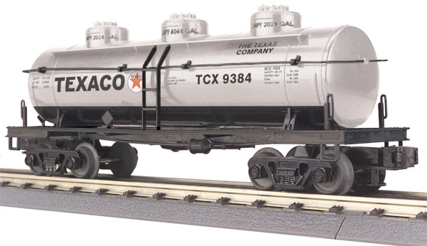 MTH Railking 30-7362 Texaco 3-Dome Tank Car in Silver #9384 O Scale NEW
