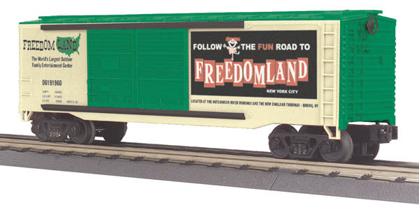 MTH Railking 30-74130 Freedom Land 40' Double Door Box Car - Freedomland NYC Theme Park O SCALE NEW