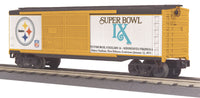 MTH Railking 30-74276 NFL - Pittsburgh Steelers Super Bowl 40' Double Door Box Car #40. O SCALE Like New