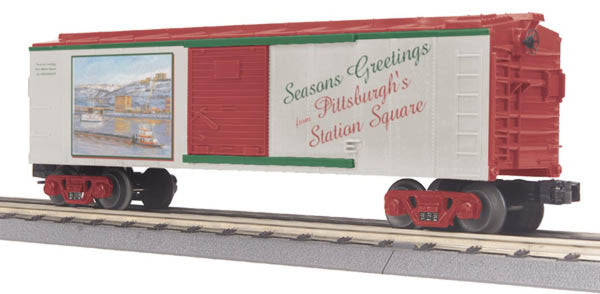 MTH Railking 30-74349 Pittsburgh Christmas Station Square RailKing Box Car O SCALE NEW