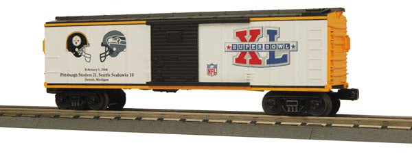 MTH Railking 30-74376 NFL - Pittsburgh Steelers Super Bowl XL Box Car #2006. O SCALE Like New