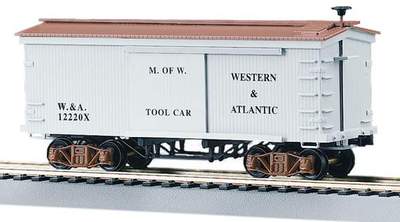 MTH Railking 30-7439 W.A.R.R. 34' Box Car #19th Century. O SCALE Used Excellent