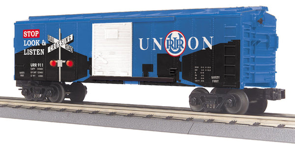 MTH Railking 30-74974 Union Rail Box Car w/Blinking LEDs O SCALE Like New