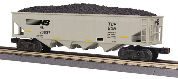 MTH Railking 30-75442 Norfolk Southern RailKing 4-Bay Hopper Car w/ Yellow EOTD O SCALE Like New