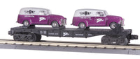 MTH Railking 30-76002 MTHRRC Flat Car W/Ertl '51 Panel Vans- MTH Transport #2001. O SCALE Like New