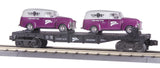 MTH Railking 30-76002 MTHRRC Flat Car W/Ertl '51 Panel Vans- MTH Transport #2001. O SCALE Like New