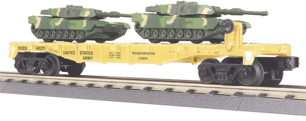 MTH Railking 30-76040 Army Flat Car w/ tanks O SCALE NEW