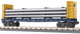 MTH Railking 30-76058 U.S. Steel RailKing Flat Car - w/Bulkheads & Pipe Load O SCALE NEW