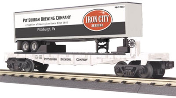 MTH 30-76110 Iron City Flat Car with Trailer O Scale