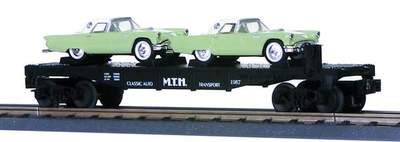 MTH Railking 30-7613 MTH w/T-Birds Car no. 1957 ABS Body metal coupers and trucks 2 die cast Ertl T-birds O SCALE Like New