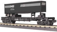 MTH Railking 30-76181 Norfolk Southern NS Flat Car w/40' Trailer O SCALE Like New