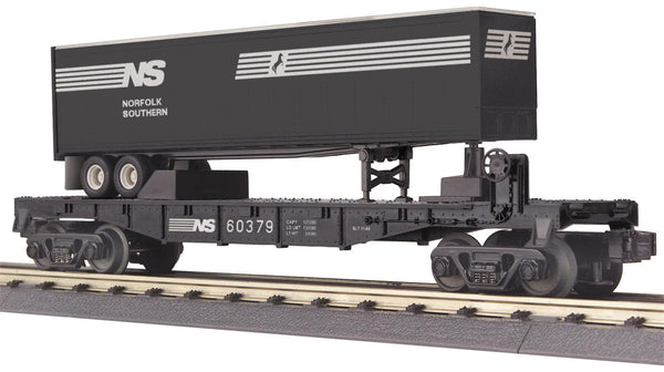 MTH Railking 30-76181 Norfolk Southern NS Flat Car w/40' Trailer O SCALE Like New