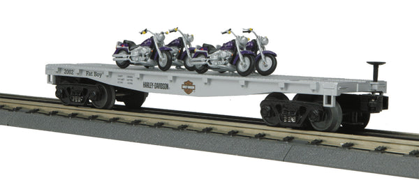 MTH Railking 30-76207 Harley-Davidson Flat Car w/(4) Motorcycles #2002. O SCALE NEW