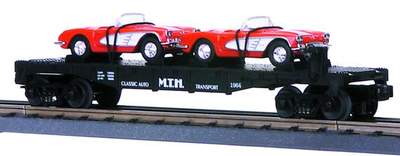 MTH Railking 30-7624 MTH Auto Transport Flat Car - MTH Auto w/Ertl '64 Vettes Car 1964 O SCALE Like New