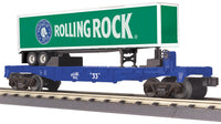 MTH Railking 30-76277 Rolling Rock AB beer  RailKing Flat Car w/40' Trailer O SCALE NEW