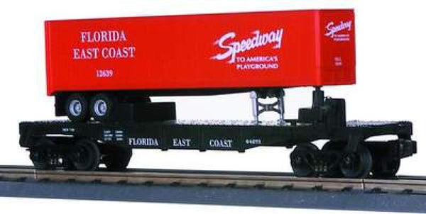MTH Railking 30-7627 Florida East Coast Flat Car - FEC w/Trailer Car no. 64273. O SCALE NEW