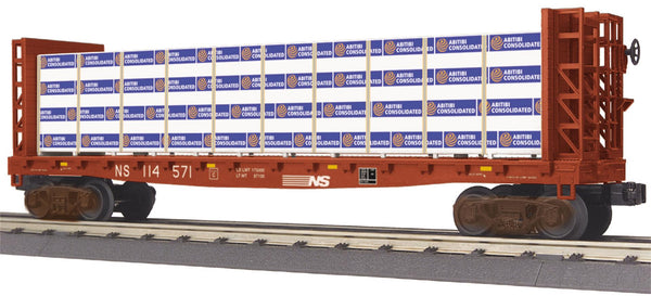 MTH Railking 30-76417 Norfolk Southern RailKing Flat Car - w/Bulkheads & Lumber Load Road #114571 O SCALE Used Excellent No Box