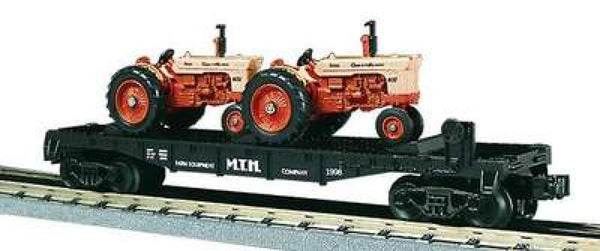 MTH RailKing 30-7642 MTH Auto Transportation Flat Car w/ ERTL Case tractors O SCALE NEW