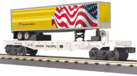 MTH Railking 30-76584 Union Pacific Flat Car w/40' Trailer #2015. O SCALE NEW