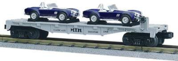 MTH Railking 30-7660 Flat Car w/Ertl 1965 Ford Cobras O SCALE Used Excellent