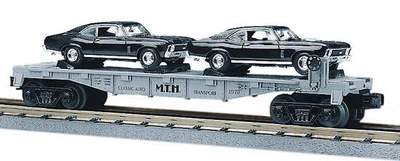 MTH Railking 30-7661 MTH Auto Transport Flat Car w/Ertlr 1970 Nova - MTH Auto Transport O SCALE Like New