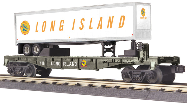 MTH Railking 30-76656 Long Island Flatcar w Trailer O SCALE NEW