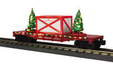 MTH Railking 30-76672 Christmas RailKing Flat Car w/Lighted Christmas Trees O SCALE Used Excellent
