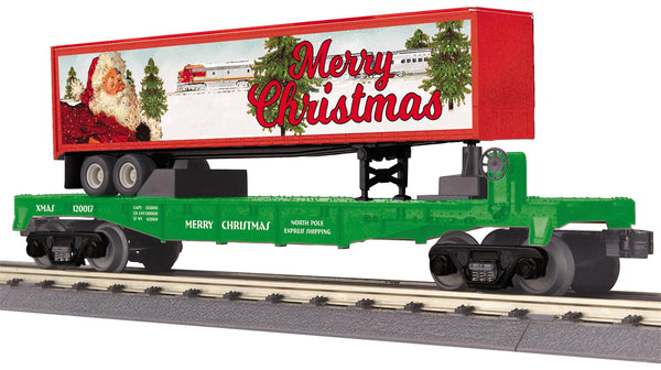 MTH Railking 30-76687 Christmas RailKing Flat Car w/40 Trailer O SCALE NEW