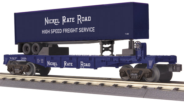 MTH Railking 30-76728 Nickel Plate Road Flat Car w/40' Trailer #2018. O SCALE NEW