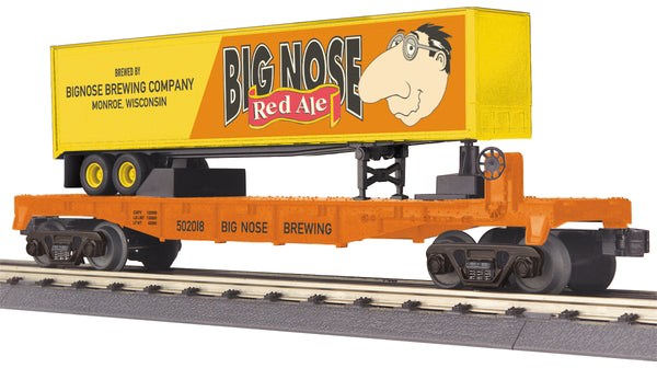 MTH Railking 30-76730 Big Nose Brewery Flat Car w/40' Trailer #502018. O SCALE NEW