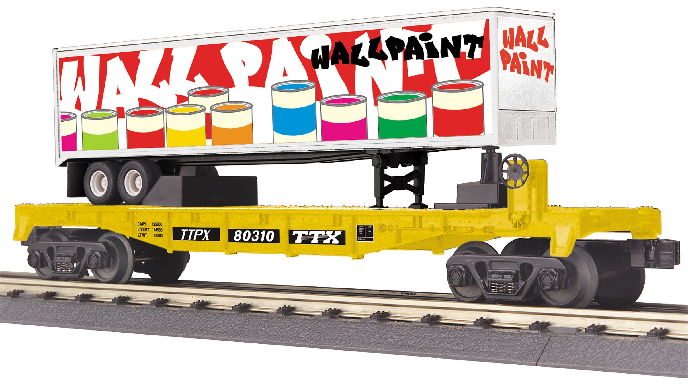 MTH 30-76783 TTX Flat Car w/40' Trailer
