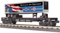 MTH Railking 30-76834 CSX Spirit of Law enforcement  Flat Car w/40' Trailer Car No. 1033. O SCALE NEW