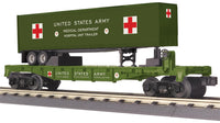 MTH Railking 30-76854 U.S. Army O SCALE RailKing Flat Car w/40 Trailer NEW