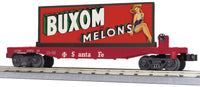 MTH Railking 30-76858 Santa Fe Flat Car w/ Billboard #297219. BUXOM MELONS O SCALE NEW