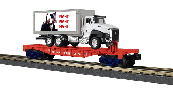 MTH Railking 30-76937 Donald J. Trump O SCALE RailKing Flat Car with Box Truck limited NEW