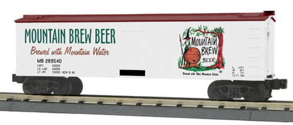 MTH Railking 30-78064 Mountain Brew O SCALE 40' Woodsided Reefer Car. NEW
