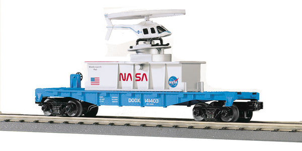 MTH Railking 30-7940 NASA Flat Car w/Operating Helicopter #141403. O SCALE Like New