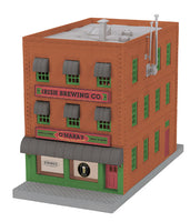 MTH Railking 30-90052 O'Mara's Irish Brewing Company 3-Story City Building w/Fire Escape & Blinking Sign. O SCALE Like New