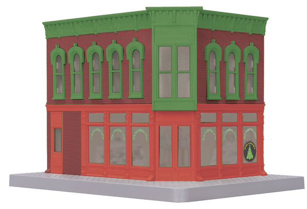 MTH Railking 30-90093 Christmas Store Opposite Corner Building w/Blinking Sign. O SCALE Like New