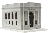 MTH Railking 30-9017 First City Bank with Red Windows (1934) O SCALE Like New