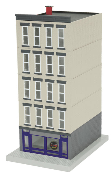MTH Railking 30-90237 5-Story Hotel w/Blinking Sign O SCALE Like New Damaged Box