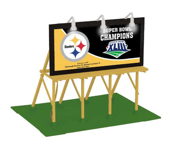 MTH 30-90326 Lighted Billboard Pittsburgh Steelers O SCALE Like New