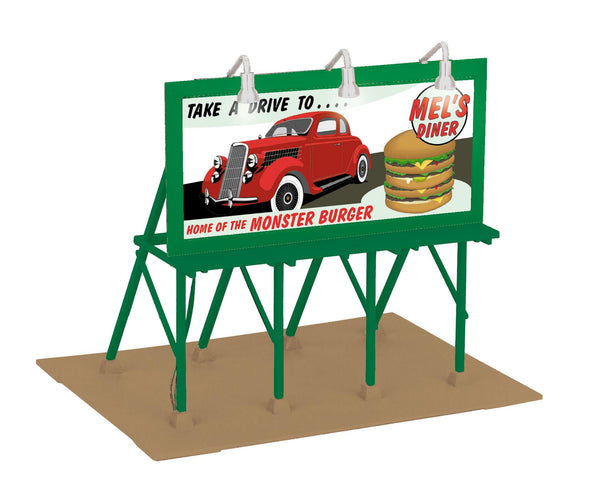 MTH Railking 30-90529 Mel's Diner Lighted Billboard Monster Burger O SCALE NEW