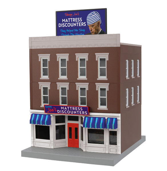 MTH Railking 30-90624 Sleepy Joes Mattress Discounters 3-Story City Building #1. O SCALE Used