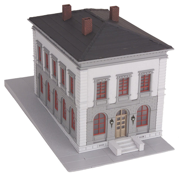 MTH Railking 30-9099 Police Station - Gray & Black  Building **  Sign Modded to Public Library ** O SCALE Used Excellent No Box