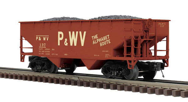 Atlas 3001394-3 Premier 2-Bay Offset Hopper Pittsburgh & West Virginia (Brown/Tan) O SCALE NEW