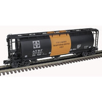 Atlas 3001443-1 Santa Fe 3-BAY CYLINDRICAL HOPPER #301291 (BLACK/ORANGE) - 3RL O SCALE NEW