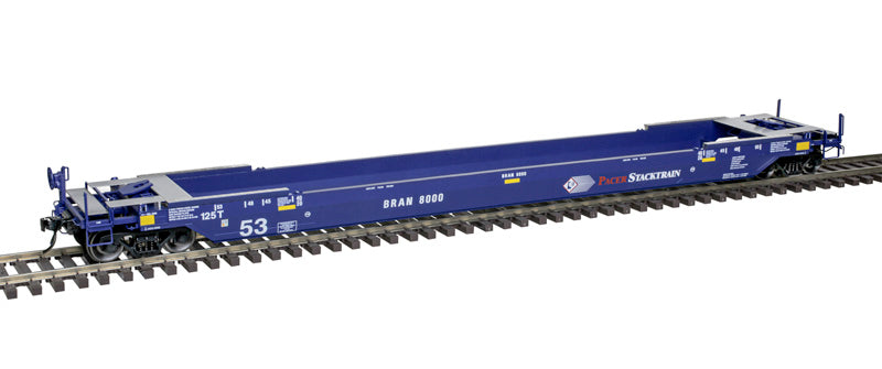 Atlas 3001763-4 PACER STACKTRAIN 53' Rebuilt Well Car Blue/Red/White O